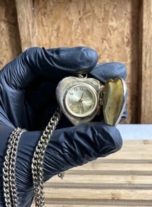 Antique Heart Clock Necklace Quartz - Picture 1 of 5