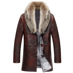 Chaqueta Abrigo Abrigo con Cremallera Parka de Cuero con Capucha de Cordero Forrado de Piel con Cremallera - Imagen 1 de 5