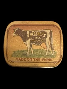 Vintage Hershey's "Made On The Farm" Chocolate Candy Pocket Tin 1 3/4 x 2 1/4" - Picture 1 of 3