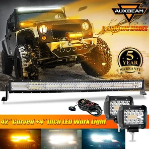 AUXBEAM 42" + 2x 4" LED Work Light Bar Spot Pods For Jeep Wrangler JL JK TJ YJ - Picture 1 of 12