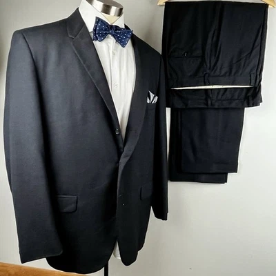 CLASSIC VTG 50s Cal Cut 44R black wool suit + 2 pairs pants 36 x 29 talon zip - Image 1 of 4