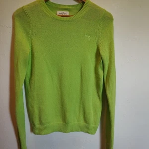 ABERCROMBIE & FITCH Women Sweater Top Lime Green Cashmere Sz Medium Preppy - Picture 1 of 9