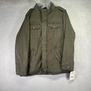 Chaqueta Militar Levis Para Hombres XLT Verde Oliva Campo Sherpa Forrada Cremallera Completa Con Capucha - Imagen 1 de 8