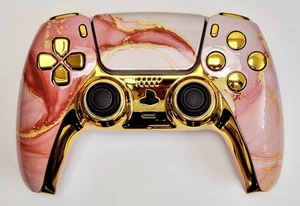 Custom PS5 Dualsense Controller - Pink & Gold Marble *NEW* - Picture 1 of 3