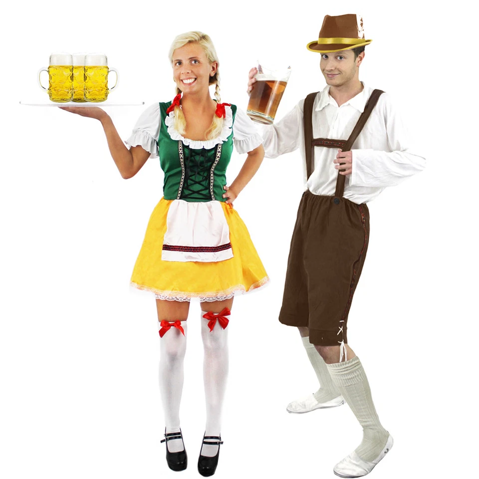 COUPLES BAVARIAN FANCY DRESS COSTUMES HIS HERS OKTOBERFEST GERMAN BEER FESTIVAL — 第 1/1 张图片