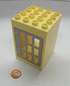 Lego Duplo Pale Yellow Silver Door Window Pane Building 4X4X6 Castle Prison Jail - Picture 1 of 3