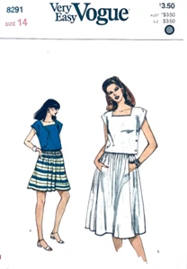 EASY Vogue Pattern 8291 Misses Size 14 Side Button Box Top & Skirt with Pockets - Picture 1 of 3
