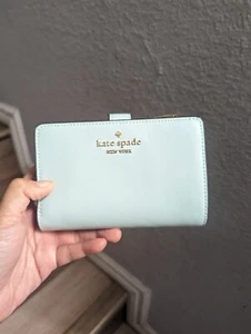 NWT Kate Spade Madison Saffiano Leather Medium Compact Bifold Wallet Blue Glow - Picture 1 of 3