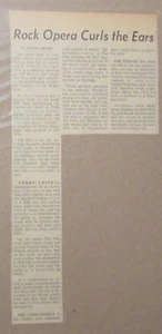 1969 THE WHO Tommy Rock Opera BAD REVIEW Clipping 5.5x11" VG/FN 5.0 - Picture 1 of 1