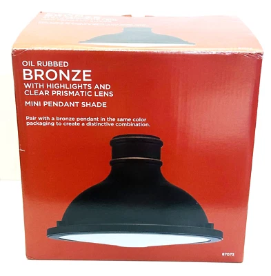NIB Oil Rubbed Bronze w/Highlights Mini Pendant Shade with Clear Prismatic lens - Image 1 of 4