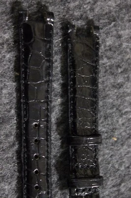 Pulseira de relógio vintage Jaeger-LeCoultre genuína crocodilo verdadeira preta 13 mm - Imagem 1 de 4