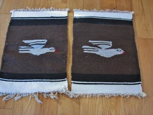 Alfombra tejida a mano con telar zapoteca pequeña acento pájaros alfombra con flecos latino mexicano - Imagen 1 de 5