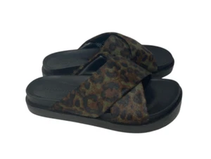 Aerosoles Linney Slide Sandalo Taglia 8,5M Donna Verde Marrone Stampa Leopardata NUOVO - Foto 1 di 10