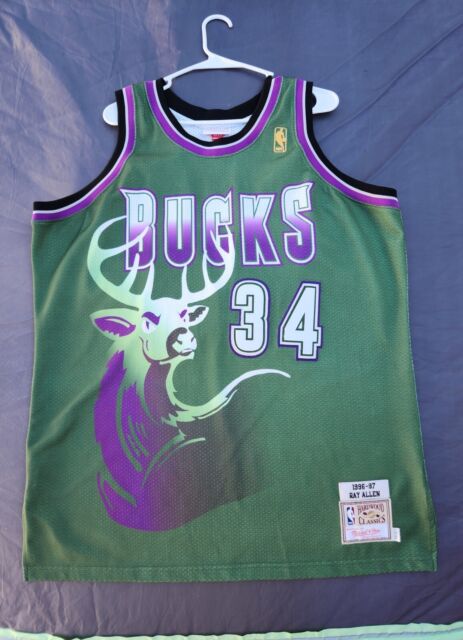 Mitchell & Ness Men's Bucks Ray Allen '96-97 Split Swingman Jersey Green/Purple Size S | MODA3