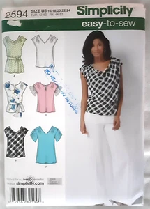 Simplicity Pattern 2594 Misses' Top in 2 Lengths & Belt Sewing Project Pattern H - Picture 1 of 2