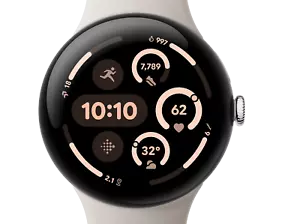 Google pixel watch 3 (Wi-Fi) 45mm Silver case, Porcelain band - New in Box - Afbeelding 1 van 6