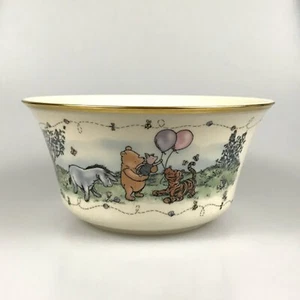 Lenox Disney Classic Pooh Birthday Bowl Bisque Bone Fine China 24k Gold Tigger - Picture 1 of 11