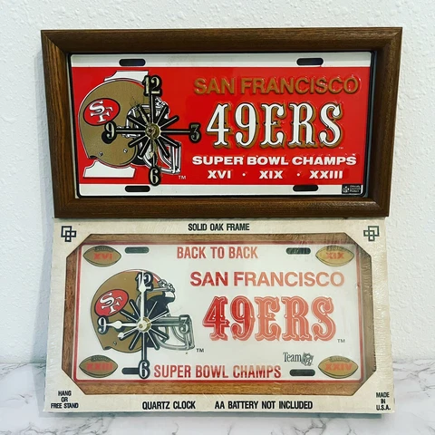 Vintage San Francisco 49ers Super Bowl Champs NFL Tin License Plate Clock Lot 2 Cover