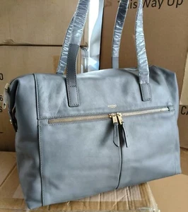 Knomo Curzon Leather Tote Briefcase Shoulder Bag Gray - Picture 1 of 5