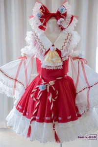 TouHou Project Flower Hakurei Reimu Cosplay Maid Dress Women Costume Girl Outfit - Picture 1 of 21