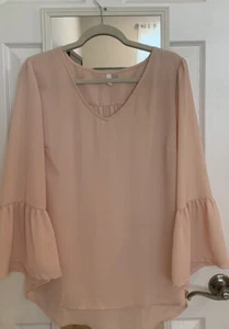 Women’s NY Blouse~Peach~Size 1X~Long Decorative Sleeve - Picture 1 of 5
