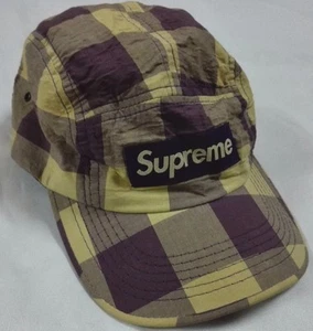 SOMBRERO SUPREMO CON LOGOTIPO DE CAJA A PRESIÓN 5 PANELES GORRA DE CAMIONERO CAMPAMENTO EE. UU. Rayas Hip Hop Camuflaje - Imagen 1 de 7