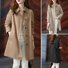 Womens Collared Single Breasted Over Coat Winter Warm Jacket Outwear Cardigan