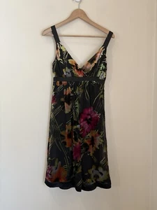 Sue Wong Womens Babydoll Dress 4 Black Burnout Velvet Satin Floral Retro Y2K - Picture 1 of 8