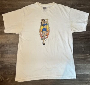 Vintage 90s Foundation Skateboards Flame Hookups Skate Shirt Size L - Afbeelding 1 van 5