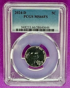 2024 D 5c Jefferson Nickel PCGS MS66FS (646) - Picture 1 of 2