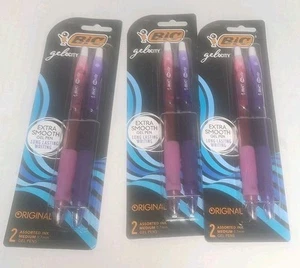 Bic Gelocity Retractable Ballpoint Gel Pens 3 packs Pink & Purple Medium 0.7 mm - Picture 1 of 4