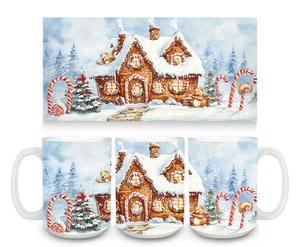 Handmade 15oz Ceramic Coffee Mug/Cup-Christmas-Gingerbread House-Candy Cane-Gift - Picture 1 of 1