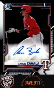 Autógrafos Aaron Zavala 2021 Bowman Draft cromados selección de draft #CDA-AZ AU Rangers - Imagen 1 de 2