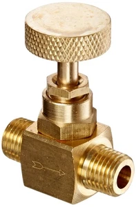 NV-B-1/4-MXM Brass Needle Valve, 1/4" Male NPT X 1/4" Male NPT - Picture 1 of 4