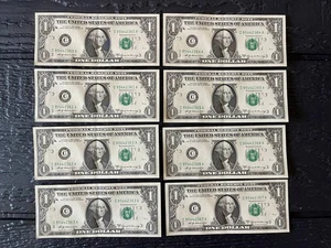Lot Of 8 Sequential 1969A One Dollar Bills Notes $1 About Uncirculated (AU) - Picture 1 of 19