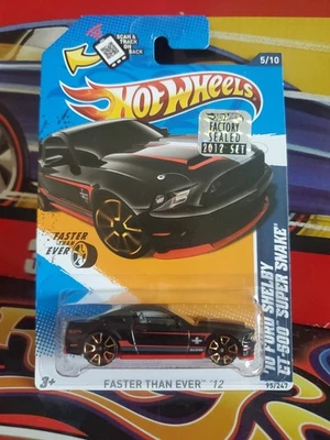 Hot Wheels 2012 г. в заводской упаковке голографический Faster Than Ever 10 GT-500 Super Snake черный - Изображение 1 из 4