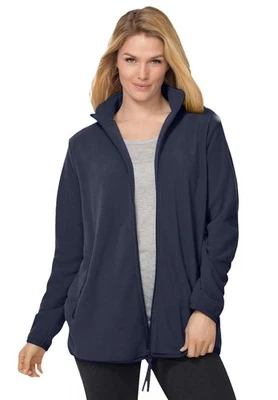 Woman Within Plus Size Zip-Front Microfleece Jacket - Image 1 of 4