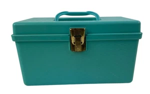 Box Wilson Mfg Corp Wil-Hold Sewing Box Teal Plastic Metal Latch *NO TRAY - Picture 1 of 13