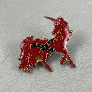 Vintage Unicorn Pin Rebel Rebellion Southern Pegasus Horse Redneck Funny - Picture 1 of 3