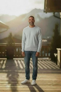 Stile Latino 85% Cotton 15% Cashmere Sweater   Lightweight   Mid Grey metallic - Picture 1 of 11