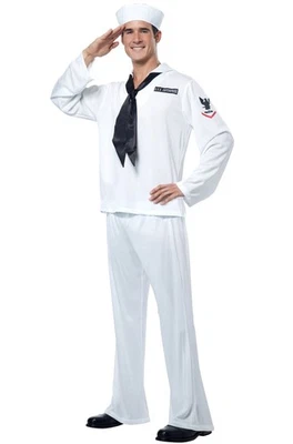 Retro US Sailor Military Outfit Adult Halloween Costume - Image 1 of 2