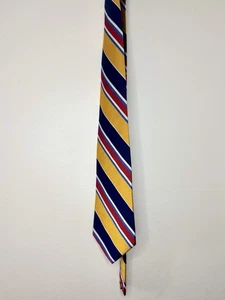 POLO Ralph Lauren Hombre 100% Seda Corbata Amarillo Clásico Rayas Traje Preppy Ropa de Trabajo - Imagen 1 de 3