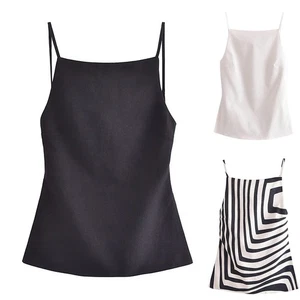 All match Women's Backless Tops with Suspenders in Black Beige Striped - Picture 1 of 32