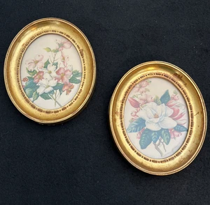 2 Stück Vintage Wender Wand Zubehör Oval Floral Gerahmt Bilder 1271 B1 - Bild 1 von 8