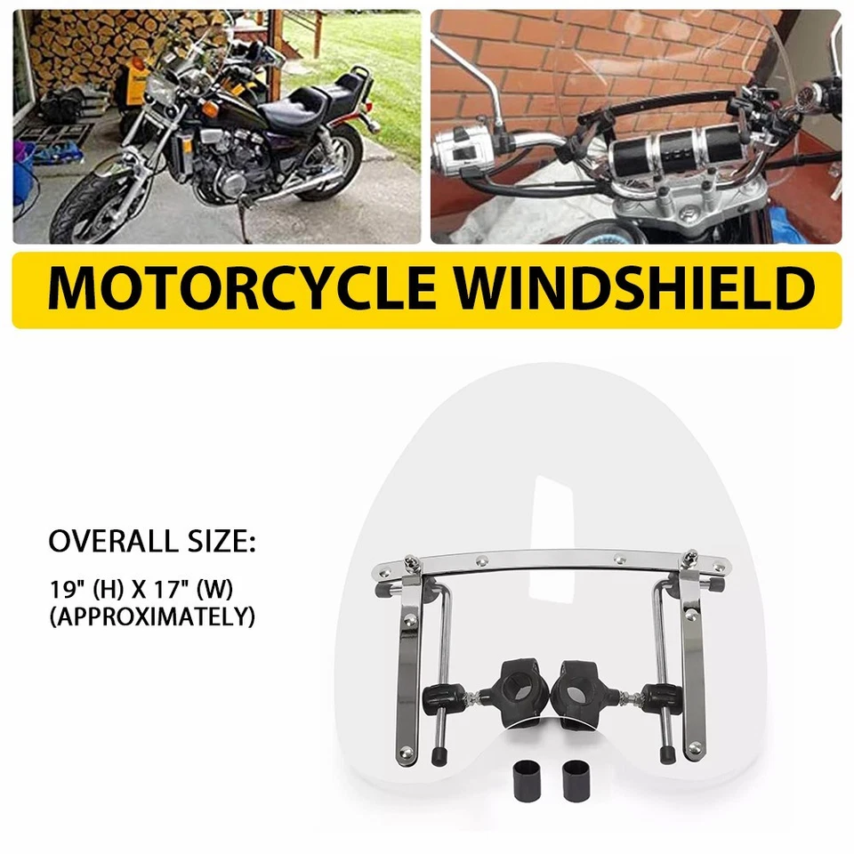 Parabrisas transparente manillar moto 1" y 7/8" para SUZUKI YAMAHA Honda Foto 1 de 4