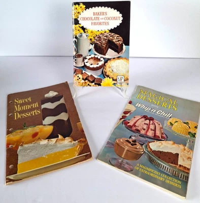 Vintage Cookbooks Desserts Baking Cakes Recipes Paperback Illustrated 1965 3pc - Image 1 of 4