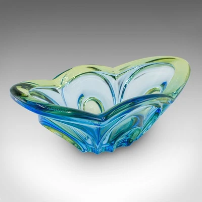 Cuenco de exhibición vintage, alemán, vidrio artístico, plato para servir frutas, cocina, jarrón, 1970 Foto 1 de 4