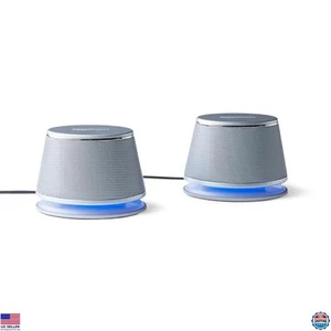 Basics Silver Stereo 2.0 Lautsprecher - USB-betrieben, 3,5 mm AUX, Lautstärkeregler, Paar - Bild 1 von 6