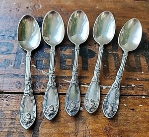 (5) 1881 Rogers A1 La Vigne Traube Demitasse Löffel Versilbert Besteck 4-3/8" - Bild 1 von 7