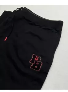 Psycho Bunny Buchstaben Logo Jogginghose schwarz Baumwolle Kordelzug elastische Bündchen, 4XLT - Bild 1 von 9